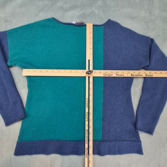 Cullen Women's Colorblock Turquoise & Blue Cashmere Sweater Size L - Picture 5 of 6